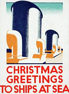 Funnel: Poster, Christmas Greetings to Ships at Sea