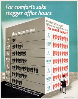 Statistics: Poster, For comfort's sake stagger office hours, WW2
