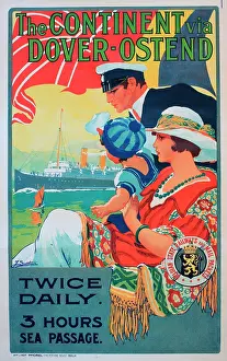 Railway: Poster, The Continent via Dover-Ostend