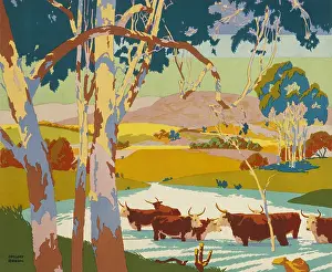 Emigrate: Poster depicting Cattle Raising in Australia
