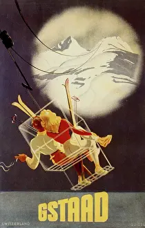 Skiers: Poster design for Gstaad, Switzerland