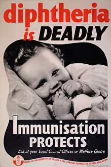Protects: Poster: Diphtheria is Deadly, Immunisation Protects