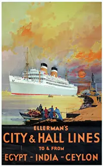 Lesseps: Poster, Ellerman's City & Hall Lines, Suez Canal scene