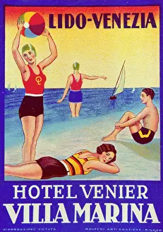 Bather: Poster, Hotel Venier, Villa Marina, Lido, Venice, Italy