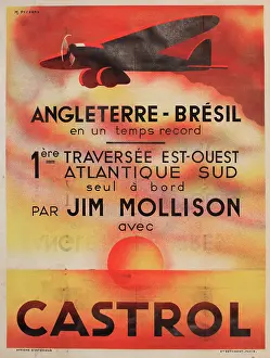 Castrol: Poster, Jim Mollison, first South Atlantic flight