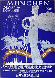 Munchen: Poster, Munich Olympics, Germany, 1936