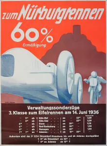 Motorsport: Poster, Nurburgring race track, annual Eifelrennen race