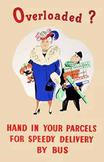Packages: Poster promoting luggage delivery by bus