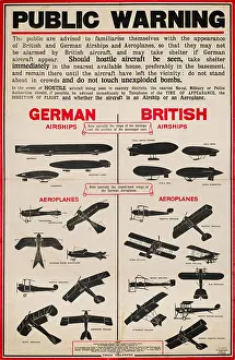 Identifying: Poster, Public Warning, identifying aircraft, WW1