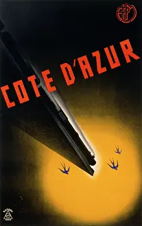 Azur: Poster for railway trips to the Cote d'Azur
