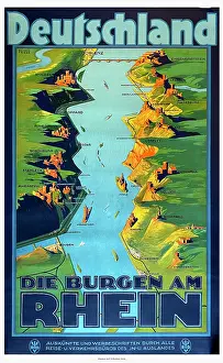 Rhein: Poster, River Rhine Castles, Germany
