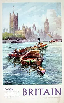 Poster, River Thames at Westminster, London