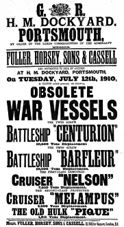 Barfleur: Poster for a Royal Navy Auction, 1910
