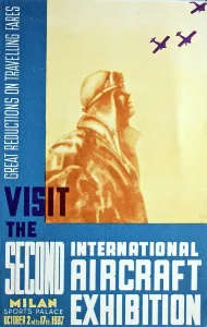Airmen: Poster, Second International Aircraft Exhibition, Milan