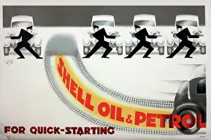 Quick: Poster, Shell oil and petrol for quick-starting