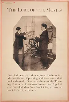 Photomechanical: Poster showing disabled man working a film ?
