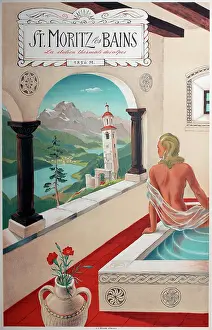 Bains: Poster, St Moritz les Bains, Switzerland