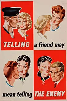 Careless: Poster, Telling a friend may mean telling the enemy, WW2