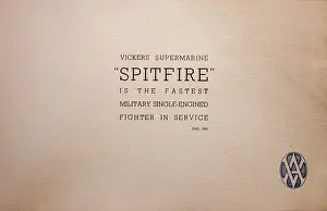 Fastest: Poster, Vickers Supermarine Spitfire