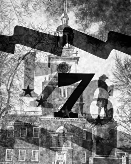 Posterization: Posterization Of 1776 Banner Superimposed