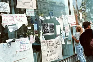 Taped: Posters - signs - leaflets - information - news - protest