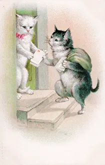 Envelopes: Postman cat handing over some letters