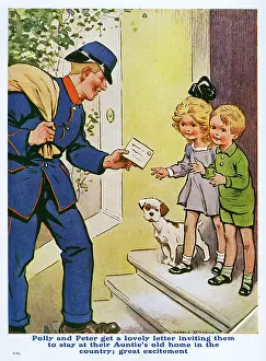 Jan17: Postman delivers a letter to two children