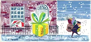 Addressed: Postman leaving parcel for Father Christmas