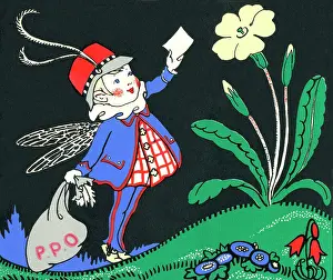 Postman: Postman pixie delivering mail to a flower