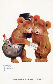Lawson Wood (david Pearson): Postman teddy bear delivering a letter