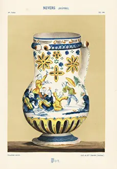 Faience: Pot with Chinese musicians playing cello and