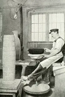 Potteries: Potter working at a wheel, Copenhagen, Denmark