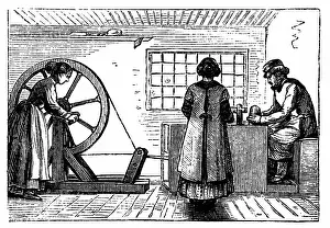 Thrown: Potter's workshop with woman turning the wheel