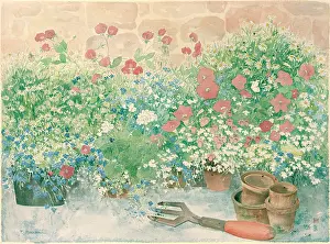 Potting: Potting ' pots of flowers and empty pots