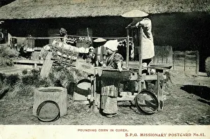Pounding: Pounding corn in Korea