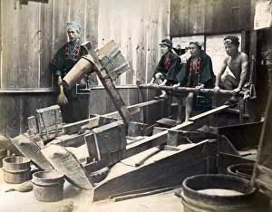 Pounding: Pounding rice, Japan, circa 1880s