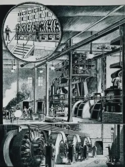 Decoratifs: Power station in Berlin, 19th century. Drawing