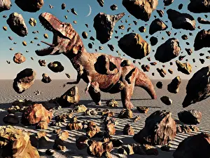 Apart: The powerful T-Rex shatters its rock suit encasing