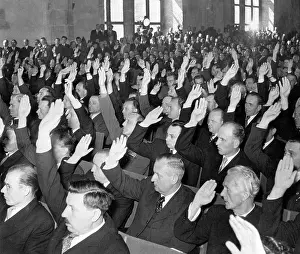 Vinatge: Prague 1948. Members of General Assembly vote