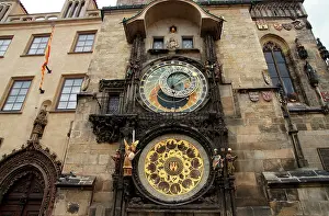 Dial: The Prague Astronomical Clock or Prague Orloj. Czech Republi