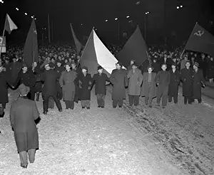 Inflict: Prague - February 1948, street with Soviet flags