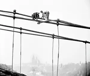Disassembled: Prague - Stefanic Bridge - workers work high up on bridge