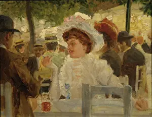 Secessionist: Prater scene (Lady with hat). 1908. Oil