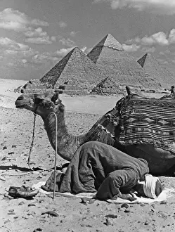 Religon: Prayer in front of the pyramids of Giza, 1942