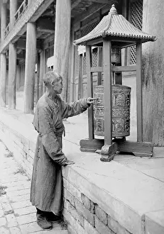 Tibet: Prayer wheel in Tibet, 1908