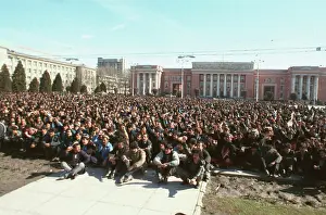Tight: Prayers in Dushanbe's central square, 1990