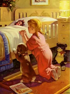 Tucked: Praying Child and Dog