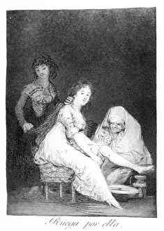 Stool: She prays for her Artist: Francisco Goya