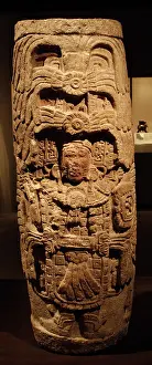 Maya: Pre-Columbian Art. Maya. Mexico. Column depicting a man