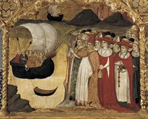 Chaste: Predella of st Ursula. The Pope Ciriacus meets